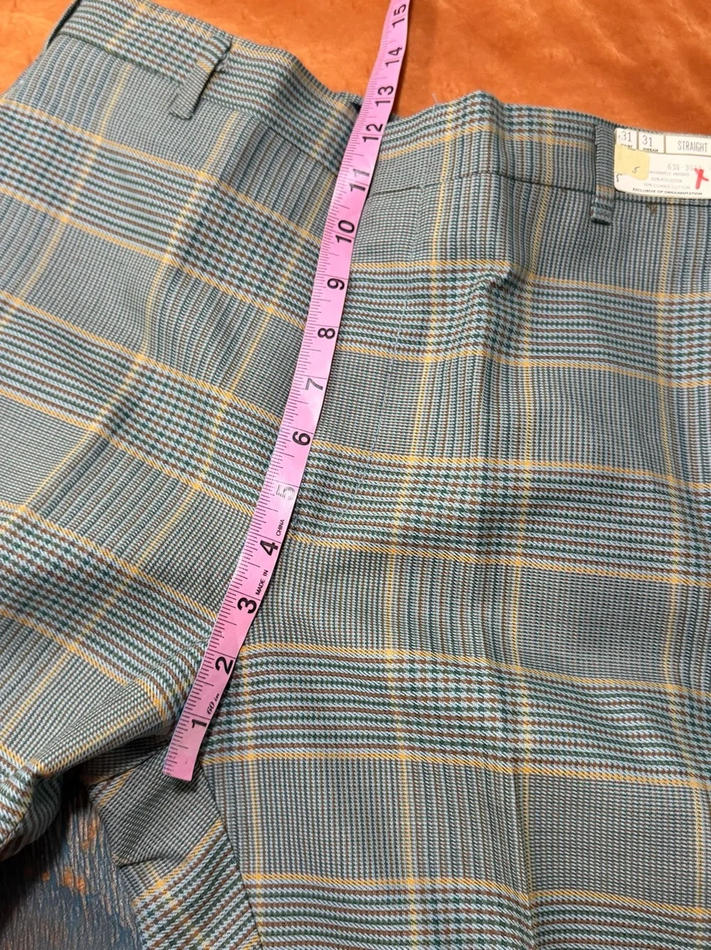 Vintage 1970s Levi’s STA-PREST Deadstock Plaid Pants 31x31 Blue Green Tan